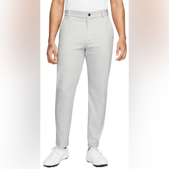 NWT Nike Dri-FIT UV Seersucker Stripe Chino Golf Pants White Grey - Picture 1 of 8